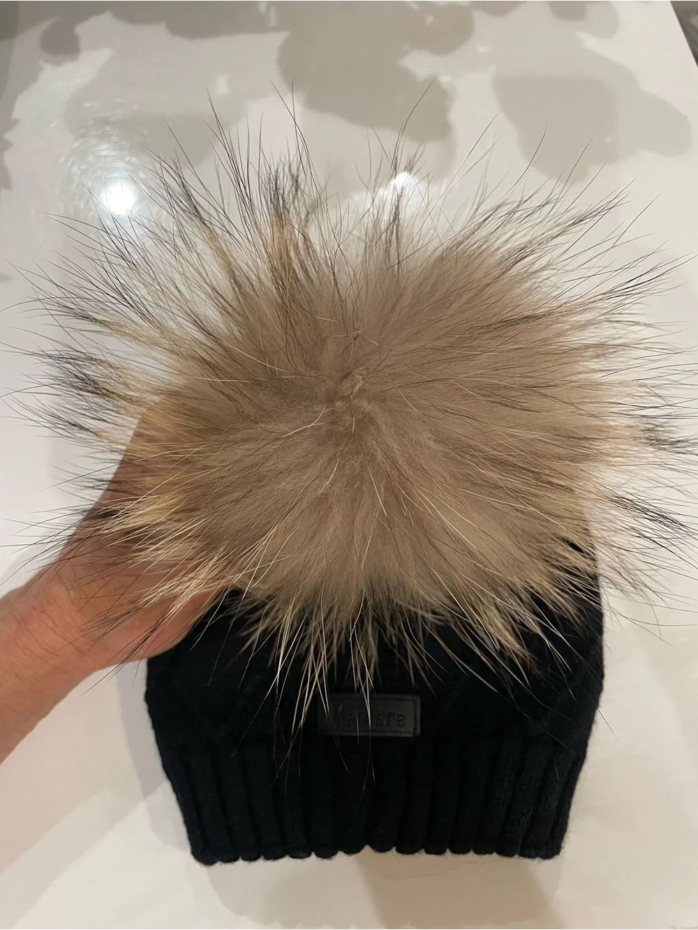Manière Girls Black Wool-Blend & Real Raccoon Pom Pom ~ Small (1-3yrs old) NWT